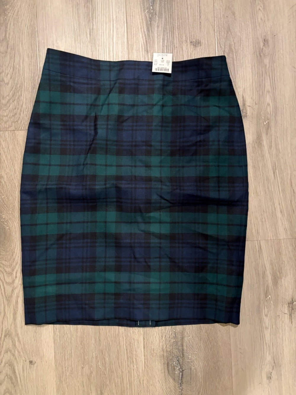 J. Crew Green and Navy Plaid Pencil Skirt